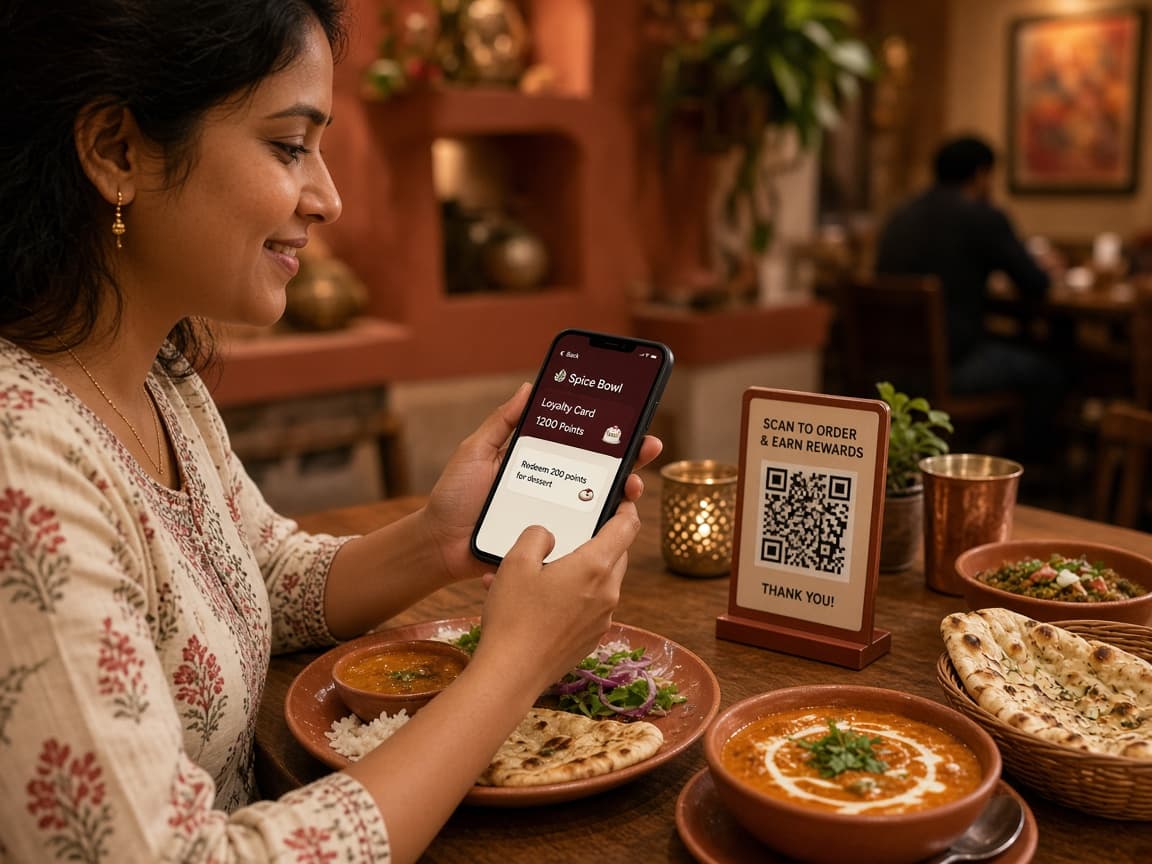 Guest redeeming loyalty points at dine-in table