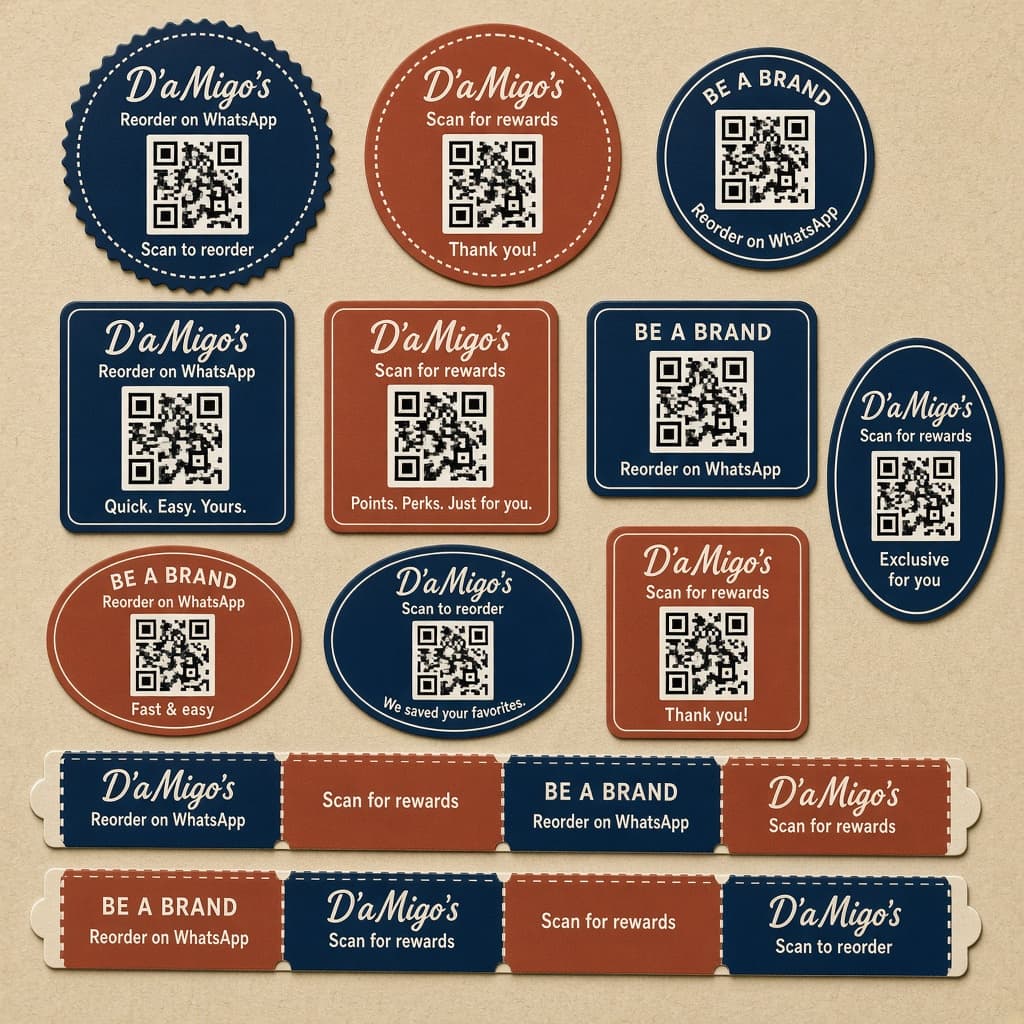 Variety of QR reorder sticker designs